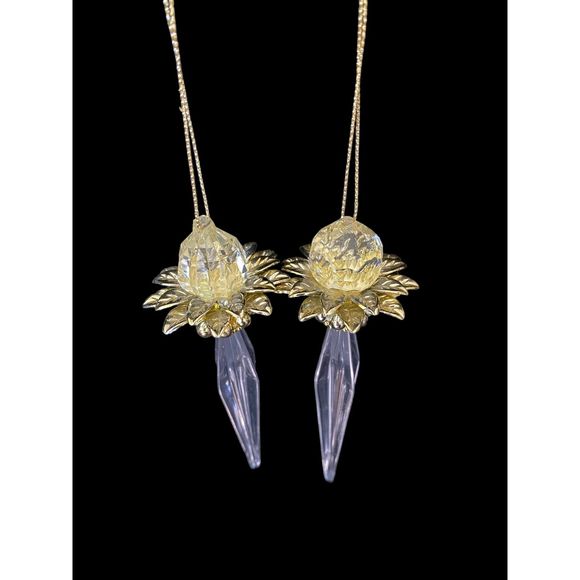 Set of 2 Pairs Pearl and Gold Acrylic and Metal Ornaments Christmas or Wedding - Picture 5 of 13